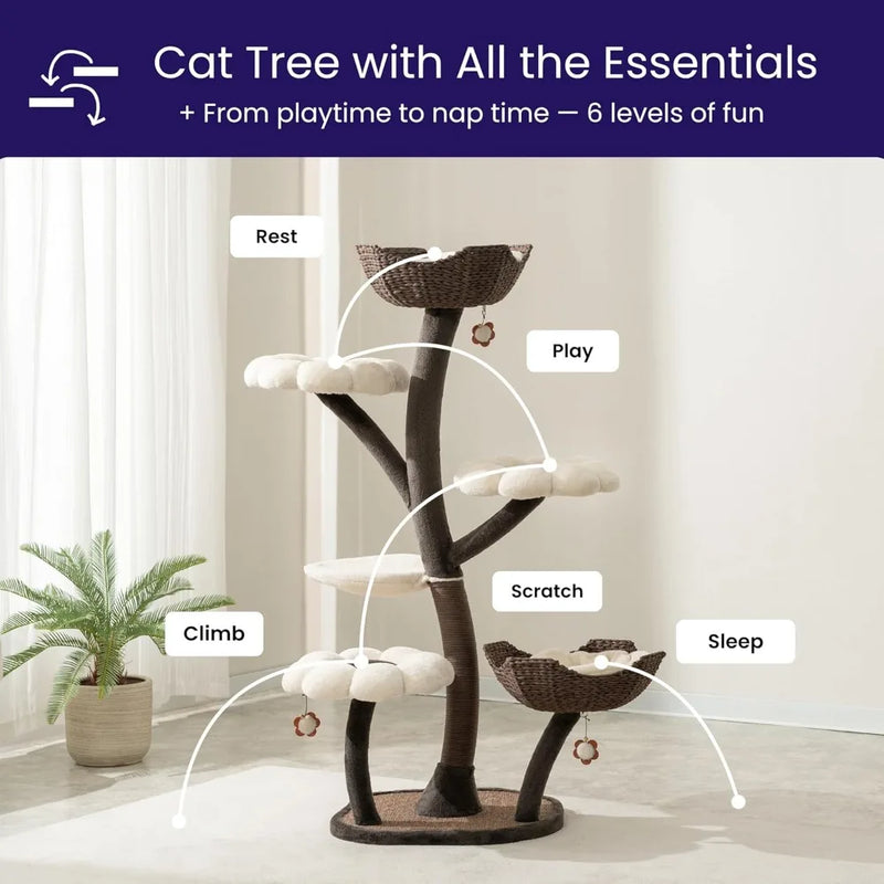 Blossom Multilevel Cat Tree with Handwoven Baskets