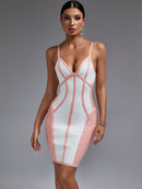 Elegant Pink Mesh Insert Bodycon Dress, ibuyxi.com