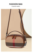 Plaid Round Leather Crossbody Bag