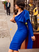 Yellow Long Sleeve Bowknot Bandage Dress, ibuyxi.com