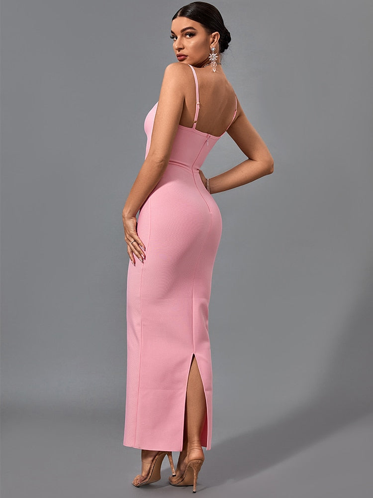 Elegant Fashion Maxi Pink Bandage Dress - view 6