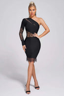 One Shoulder Hollow Out Bandage Mini Dress, ibuyxi.com