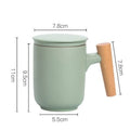 Ceramic Filter Wooden Handle Lid Mug, ibuyxi.com