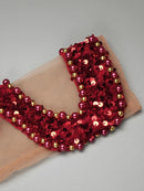 Crimson Sparkle Beaded Chain Maxi Dress