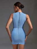 Crystal Embellished Bandage Top and Skirt Two Piece Set, ibuyxi.com