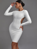 Gorgeous White Long Sleeve Bodycon Elegant Dress, ibuyxi.com