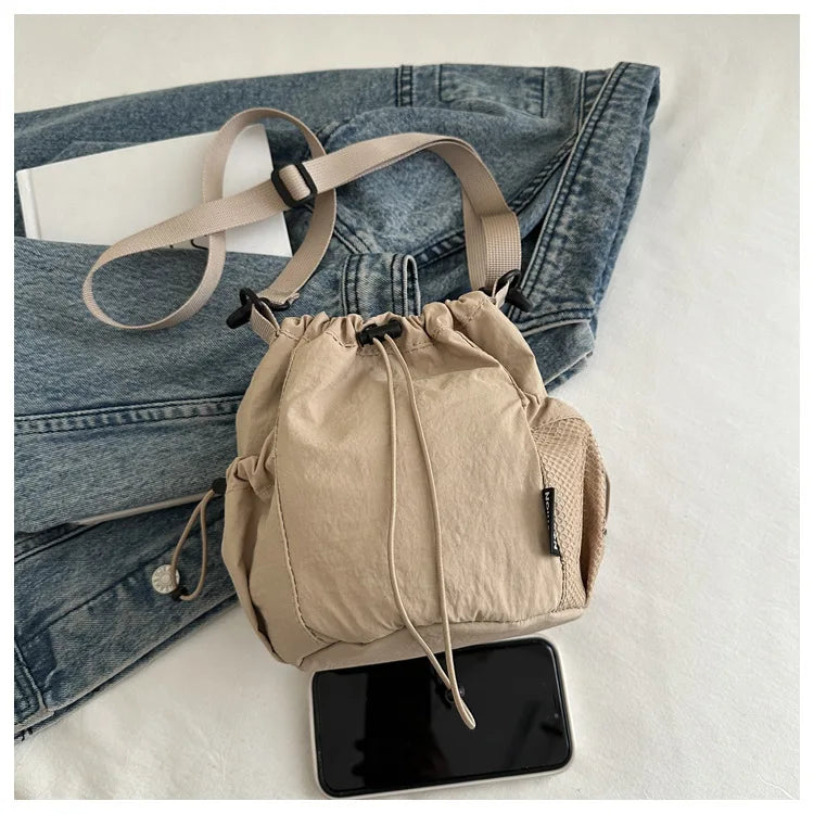 Nylon Drawstring Bucket Bag