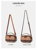 Plaid Round Leather Crossbody Bag