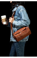 Round Vintage Leather Satchel