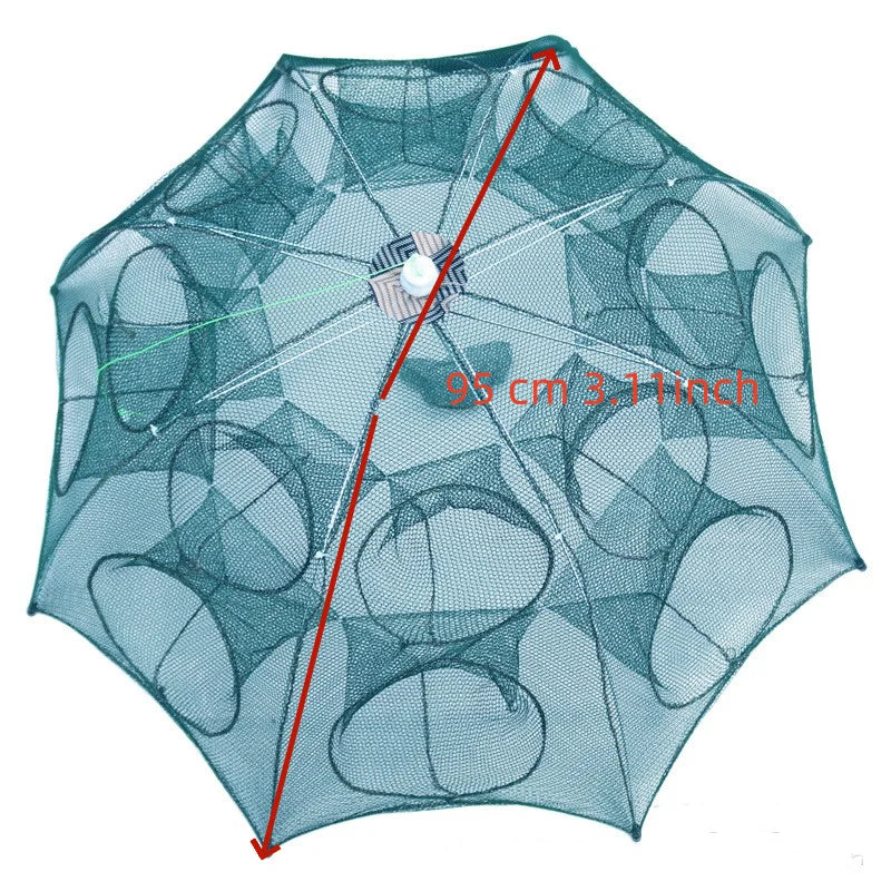 Fishing net with measurements on a white background