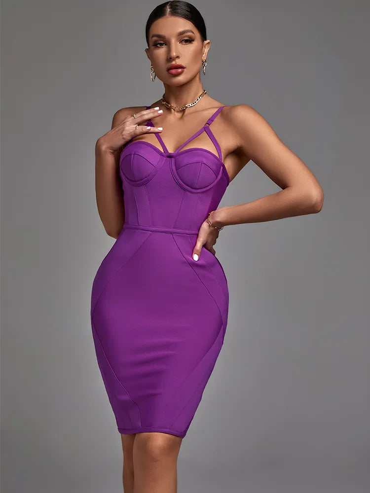 Purple Strappy Bandage Bodycon Dress, ibuyxi.com