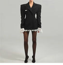 Lace Lapel Suit Mini Dress