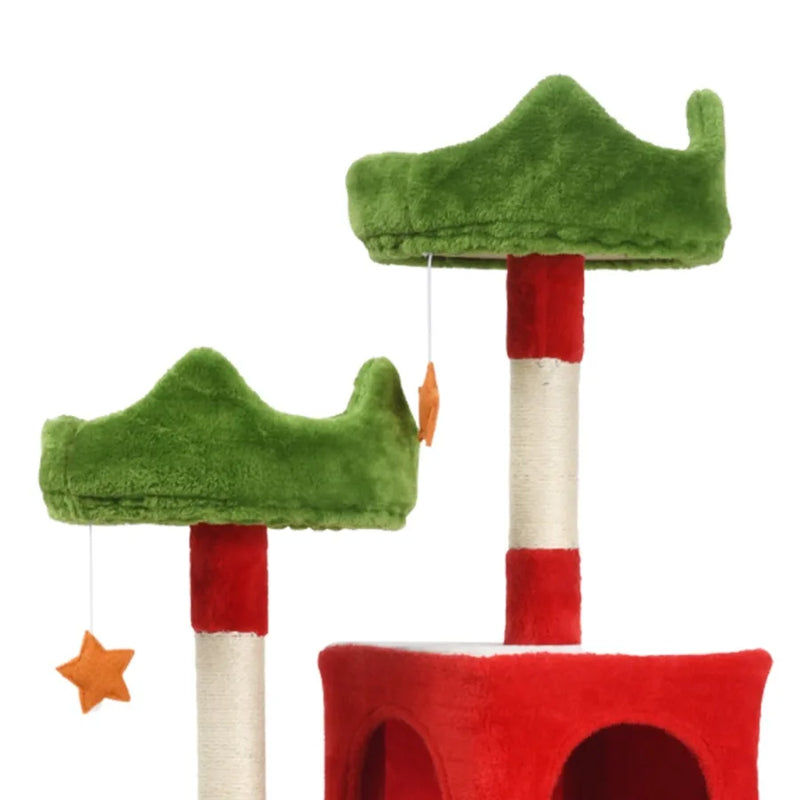 Cozy Holiday Multi Level Cat Tower