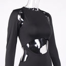 Hollow Out Full Sleeve O-Neck Mini Dress, iBuyXi.com