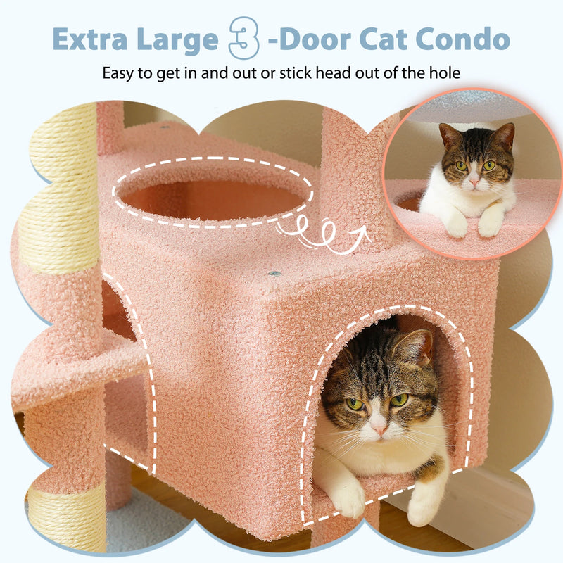 Pastel Flower Cushion Multi-Level Cat Tower