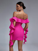 Pink Off Shoulder Bodycon Elegant Outfit, ibuyxi.com