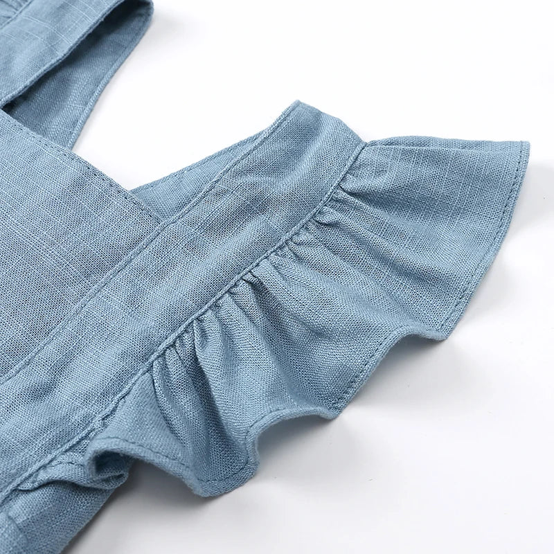 Linen Ruffles Baby Romper