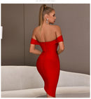 Off-Shoulder Bodycon Evening Runway Midi Dress, ibuyxi.com