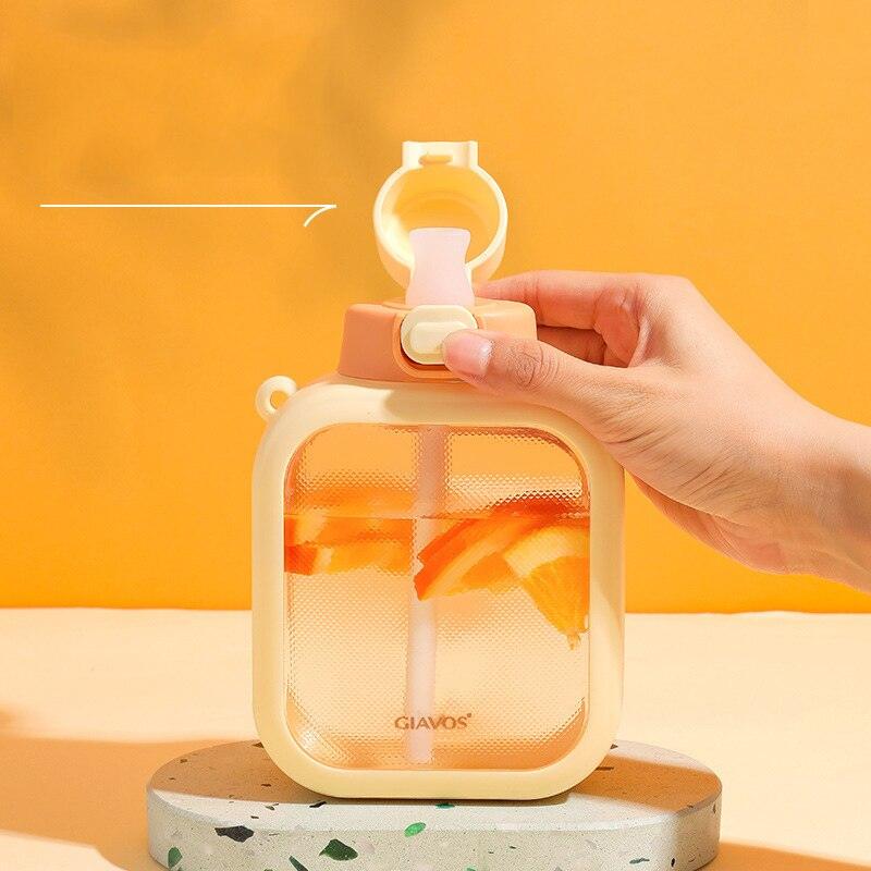 Cute Flat Bottles with Straw and Strap, iBuyXi.com