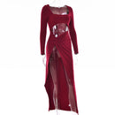 Mozision Autumn Hollow Out Long Sleeve Dress, iBuyxi.com