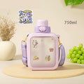 Cute Flat Bottles with Straw and Strap - view 3