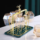 Amber and Golden Color Cup Set with Hanging Tray, ibuyxi.com