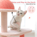 Flamingo Pink Cat Tower with Hammock
