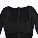 Articat Sexy Hollow Out Ruched Women Dress Red Long Sleeve High Slit Maxi Dress Female Autumn Skinny Elegant Party Clubwear 2022, ibuyxi.com