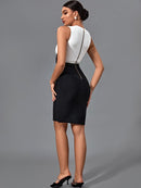 High Quality Black and White Bodycon Dress, ibuyxi.com