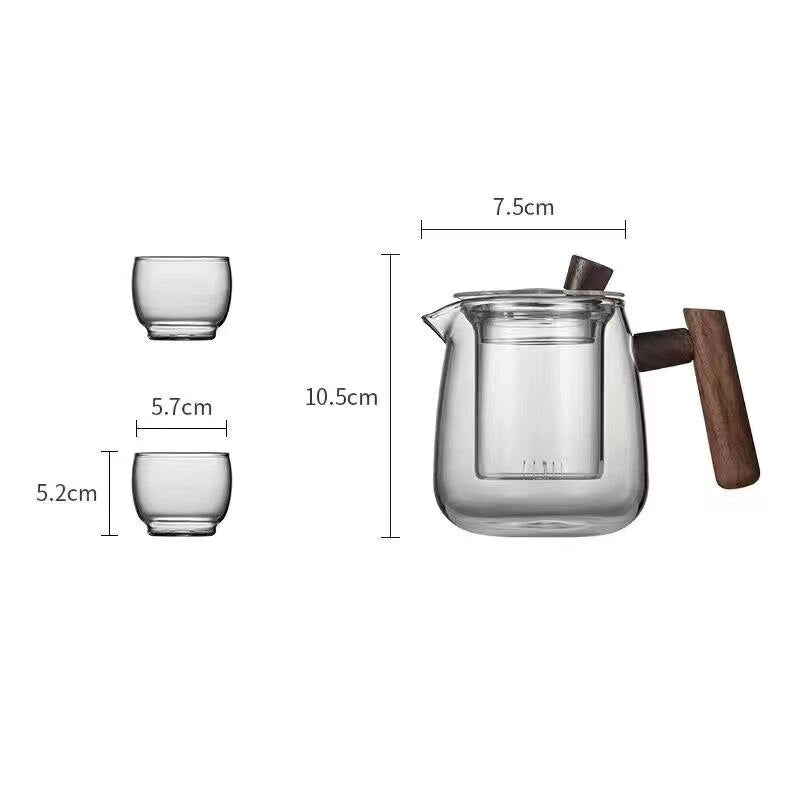 Creative Wooden Handle Glass Tea Set - view 3