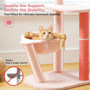 Flamingo Pink Cat Tower with Hammock