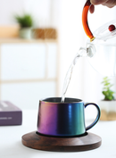 Matte Kiln Tea Cup with Walnut Plate, iBuyXi.com