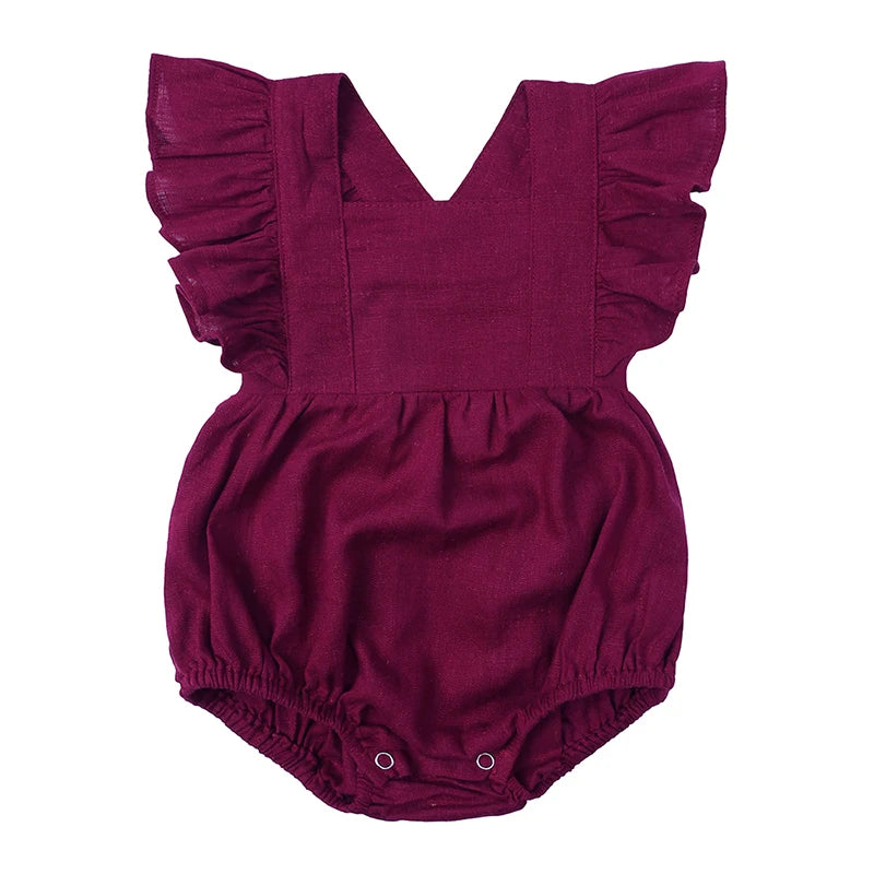 Linen Ruffles Baby Romper