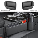 Premium Car Seat Gap Organizer Textured Pu Leather Front Seat Storage Bag with Cup Holder Auto Center Console Crevice Filler, ibuyxi.com