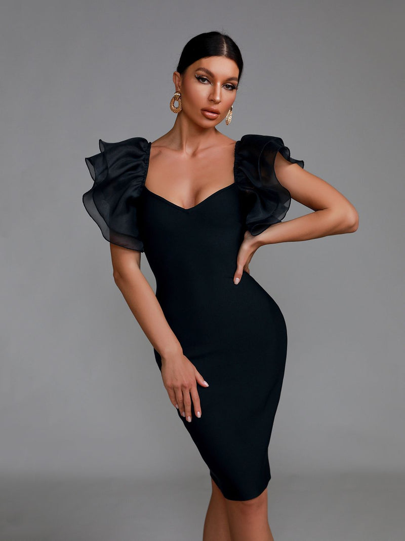 Elegant Black Chiffon Embellished Bodycon Dress | iBuyxi.com Elegant Black Chiffon Embellished Bodycon Dress | iBuyxi.com