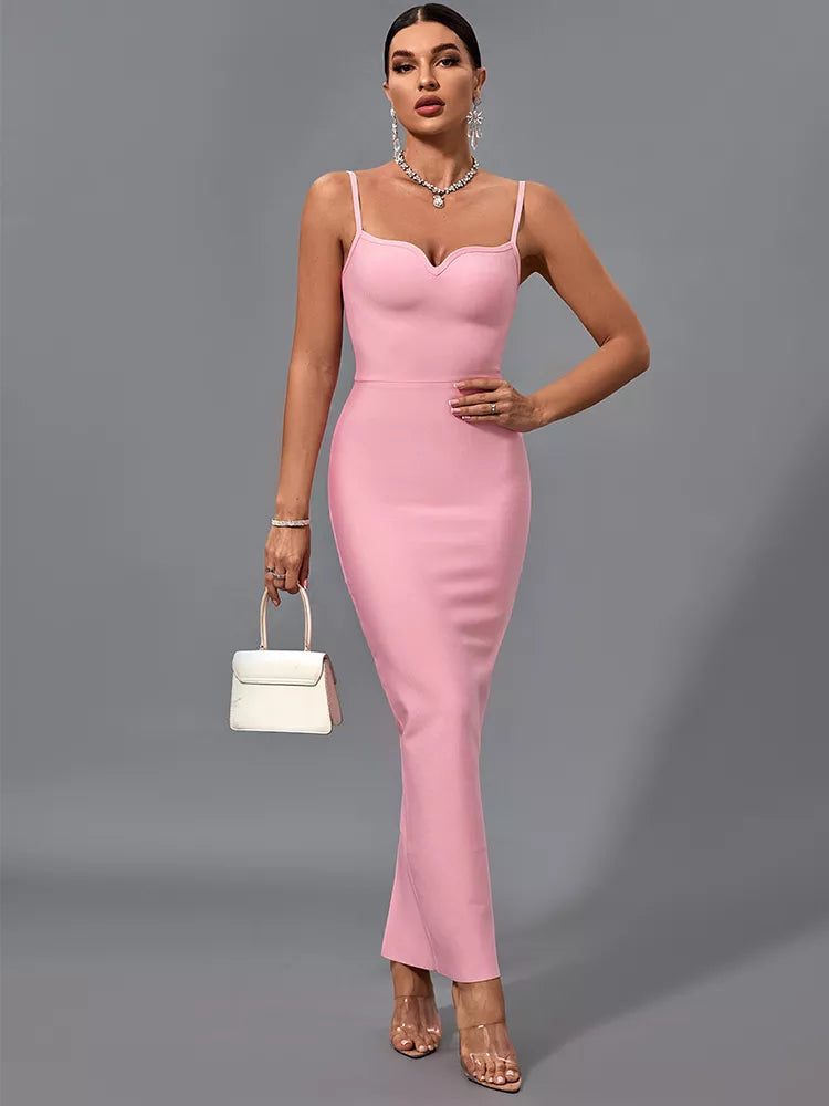 Pink Maxi Long Bandage Bodycon Dress | ibuyxi.com
