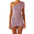 One Shoulder Bodycon Crochet Mini Dress - view 6