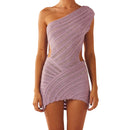 One Shoulder Bodycon Crochet Mini Dress - view 6
