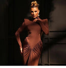 Pleated Backless Fishtail Skirt Maxi Dress