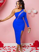 Elegant Style Mesh Patchwork Midi Dress - view 2