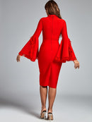 Turtleneck Lace Midi Bandage Dress, ibuyxi.com