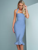 Blue Mermaid Halter Neck Bandage Dress, ibuyxi.com