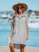 Striped Oversized Shirt Dress For Women Sexy Short Dolman Sleeve Loose Mini Dress 2023 Summer Female Sundress, ibuyxi.com