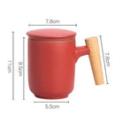 Ceramic Filter Wooden Handle Lid Mug, ibuyxi.com