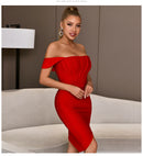 Off-Shoulder Bodycon Evening Runway Midi Dress, ibuyxi.com