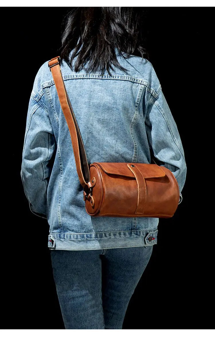 Round Vintage Leather Satchel