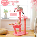 Flamingo Pink Cat Tower with Hammock