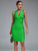 Green Bodycon Dress with Deep V Neck, ibuyxi.com