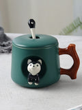 Cute 3D Husky Mug Lid Included with Spoon - view 2