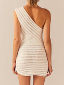 One Shoulder Bodycon Crochet Mini Dress - view 2
